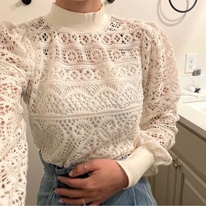 Lace Mock Neck Sweater